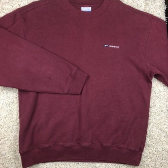 Reebok Crewneck Sweatshirt Classic Logo Men's Size Large Maroon Red Polycotton - Picture 1 of 7